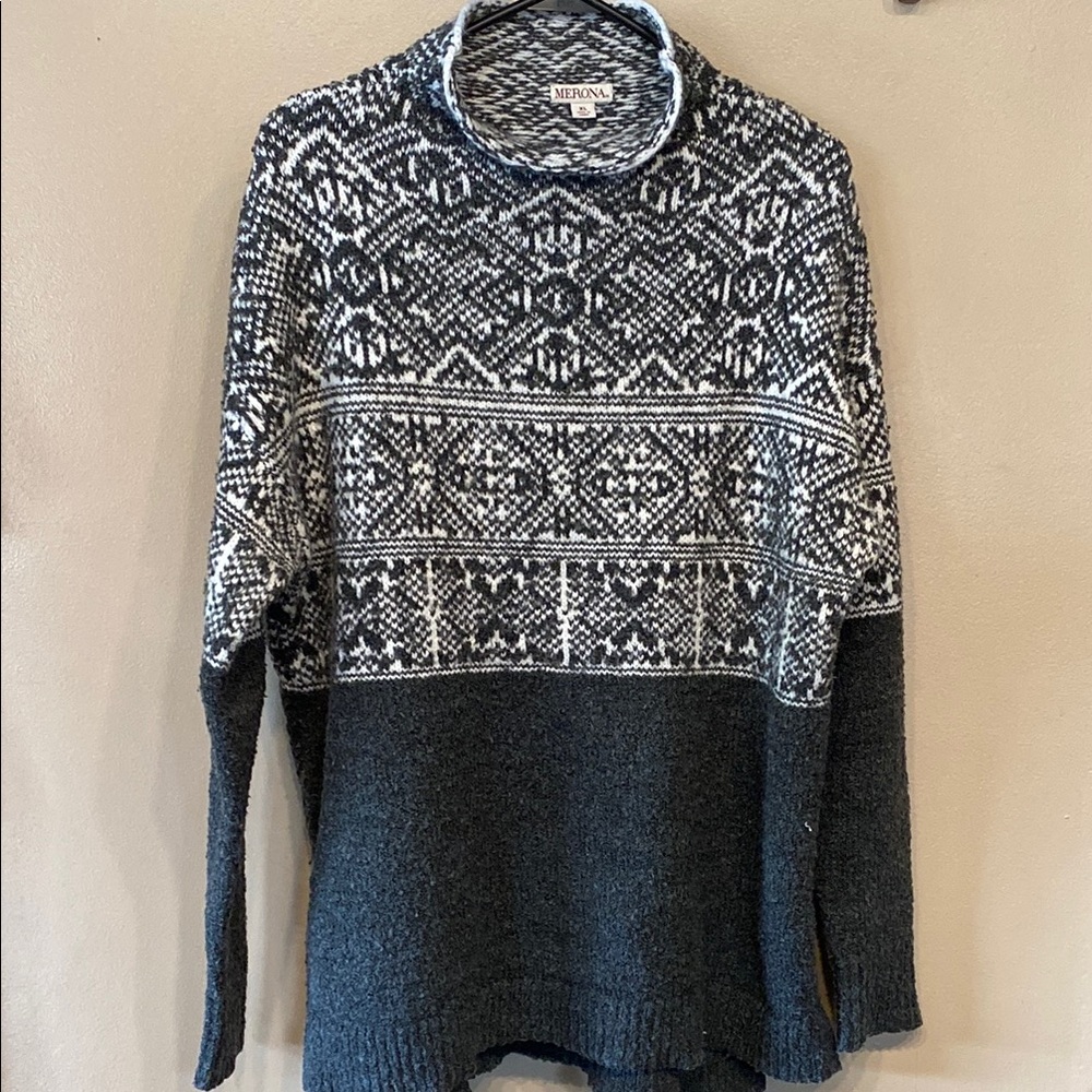Merona Black and White Cowl Neck Sweater